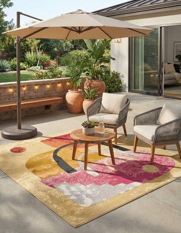 10' x 10' Easy-Clean Modern Indoor / Outdoor Square Rug