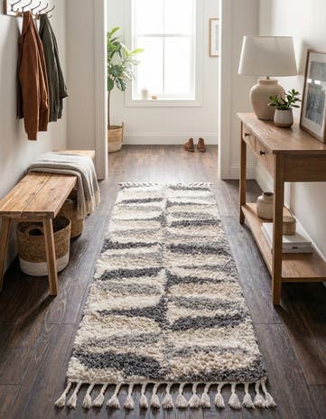 Gray Athena Shag Runner Rug