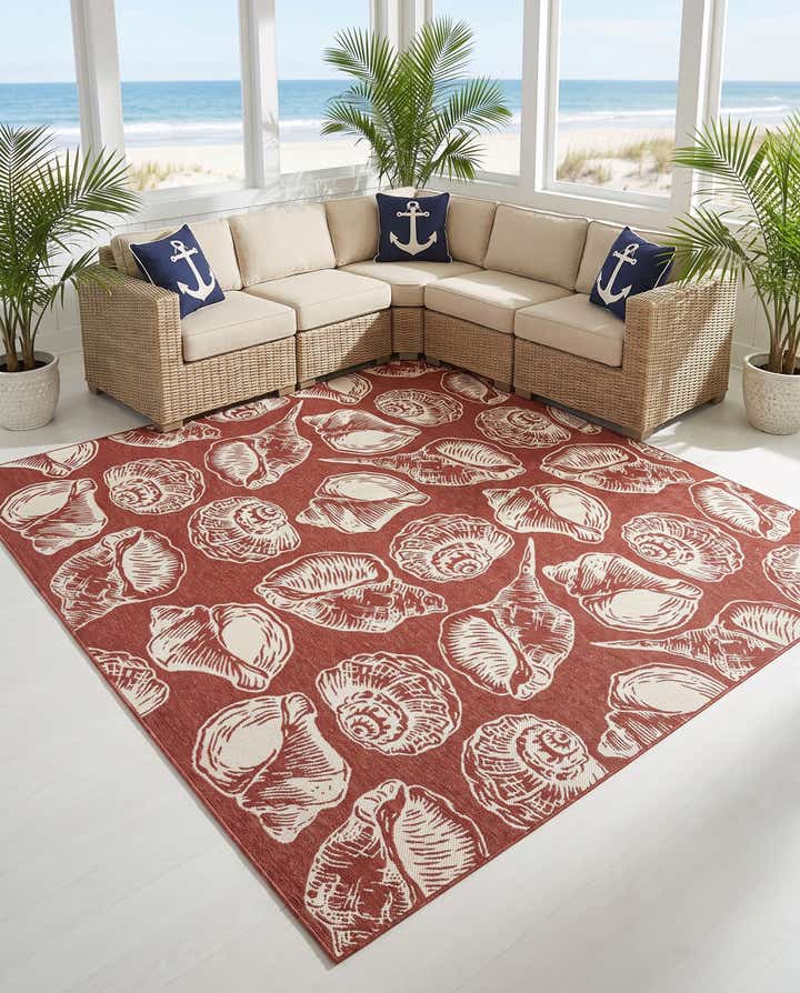 12' x 12' Easy-Clean Coastal Indoor / Outdoor Square Rug