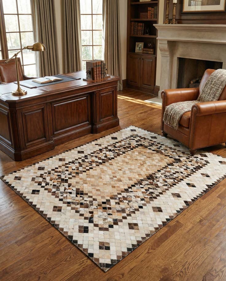 Detail image of 5' x 7' 10 Cowhide Stocks Rug