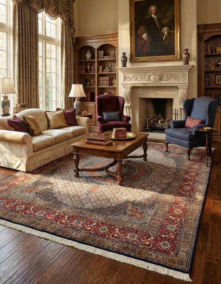 Detail image of  9' 6 x 12' 10  Hand Knotted Mood Persian Wool Rug