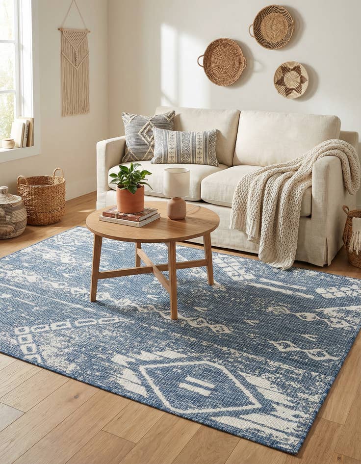 Detail image of 4' x 6'  Washable Bohemian Indoor / Outdoor Rug