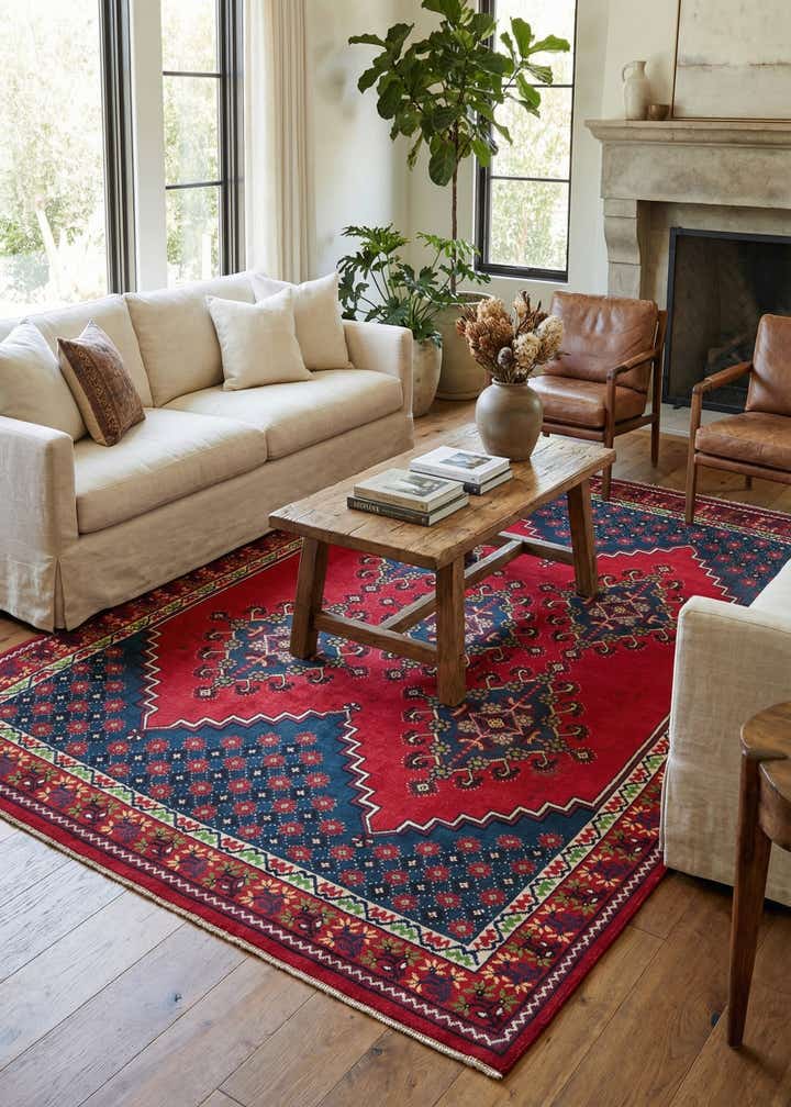 6' 8 x 10' 5 Hand Knotted Moroccan Wool Rug