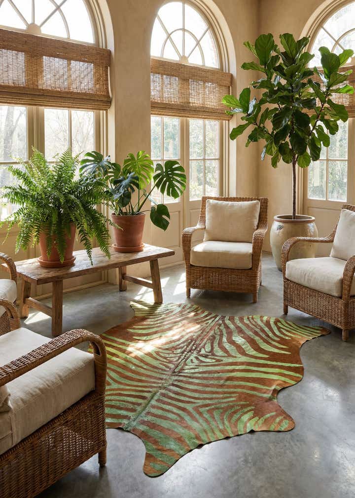 6' 7 x 7' 4 Cowhide Leather Freeform Rug