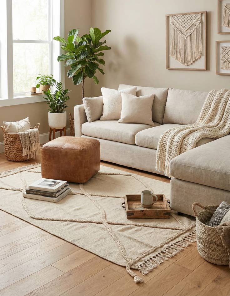 Detail image of 3' 6 x 5' 9  Hand Knotted Moroccan Wool Rug