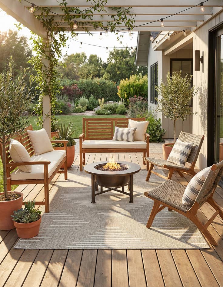Detail image of 5' 3 x 8' Easy-Clean Modern Indoor / Outdoor Rug
