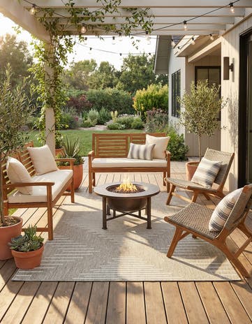 5' 3 x 8' Easy-Clean Modern Indoor / Outdoor Rug
