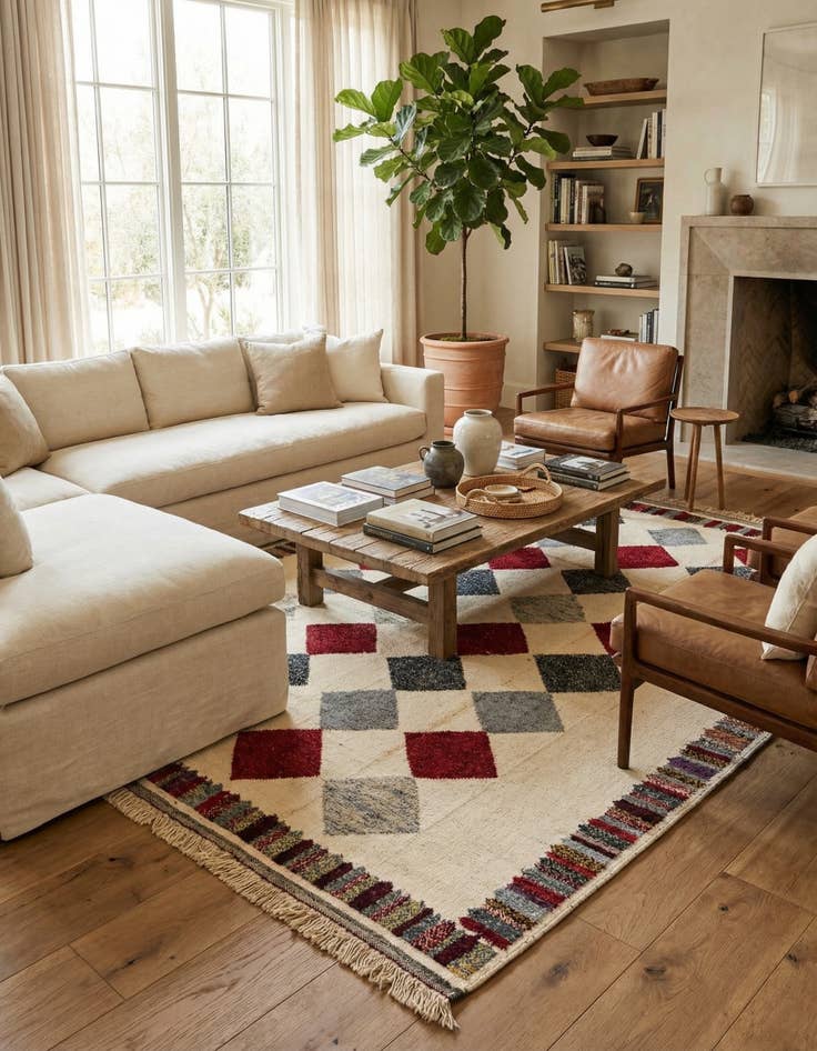 Detail image of 9' 4 x 12' 9  Hand Knotted Moroccan Wool Rug