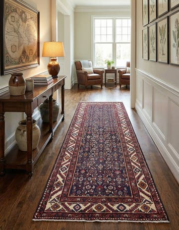 3' 7 x 10' 2 Hand Knotted Hossainabad Persian Wool Runner Rug