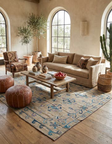 6' 10 x 8' 8 Hand Woven Kilim Suzani Wool Rug