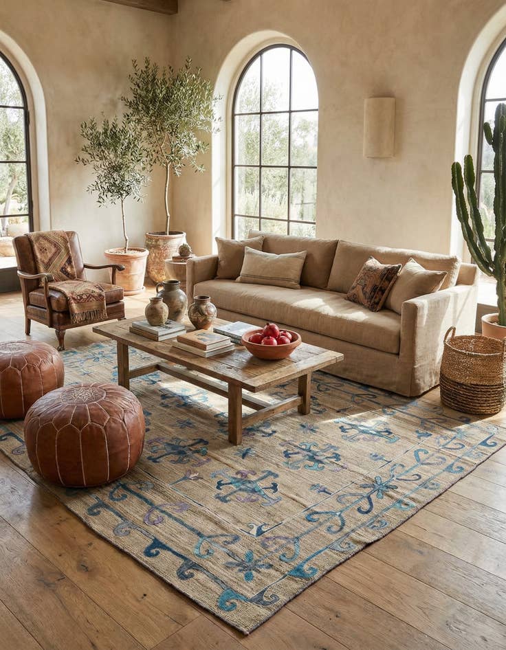 Detail image of 6' 10 x 8' 8  Hand Woven Kilim Suzani Wool Rug