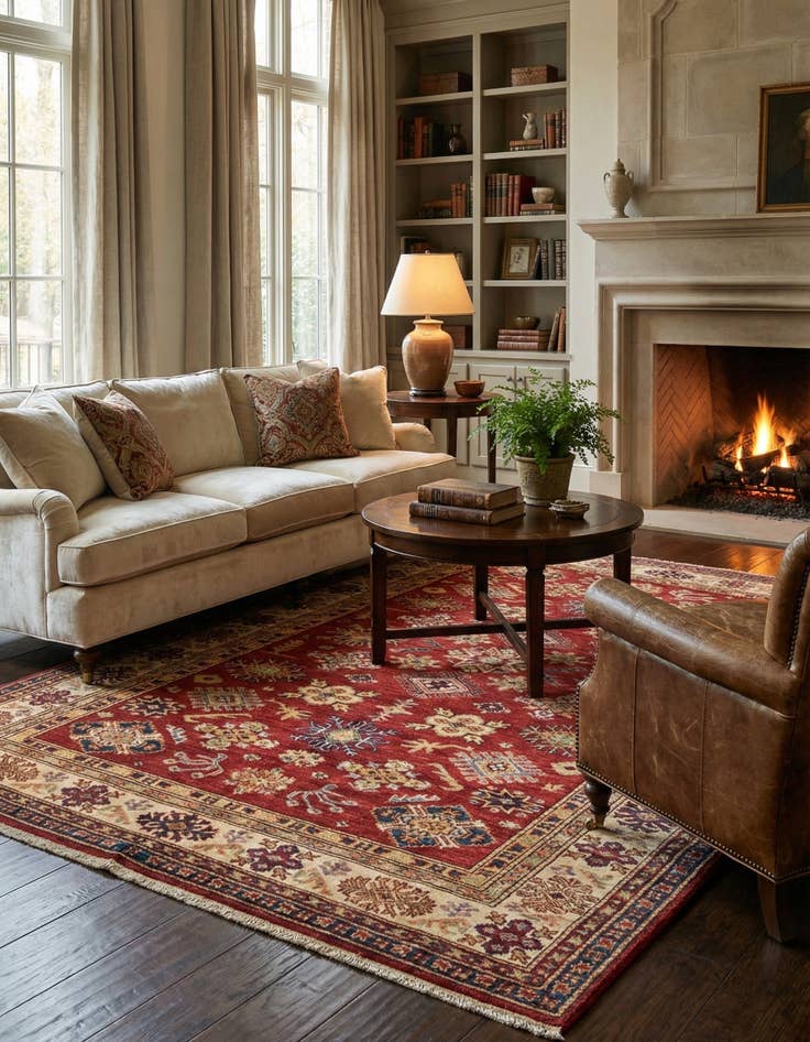 Detail image of 4' 11 x 6' 3  Hand Knotted Kazak Oriental Rug