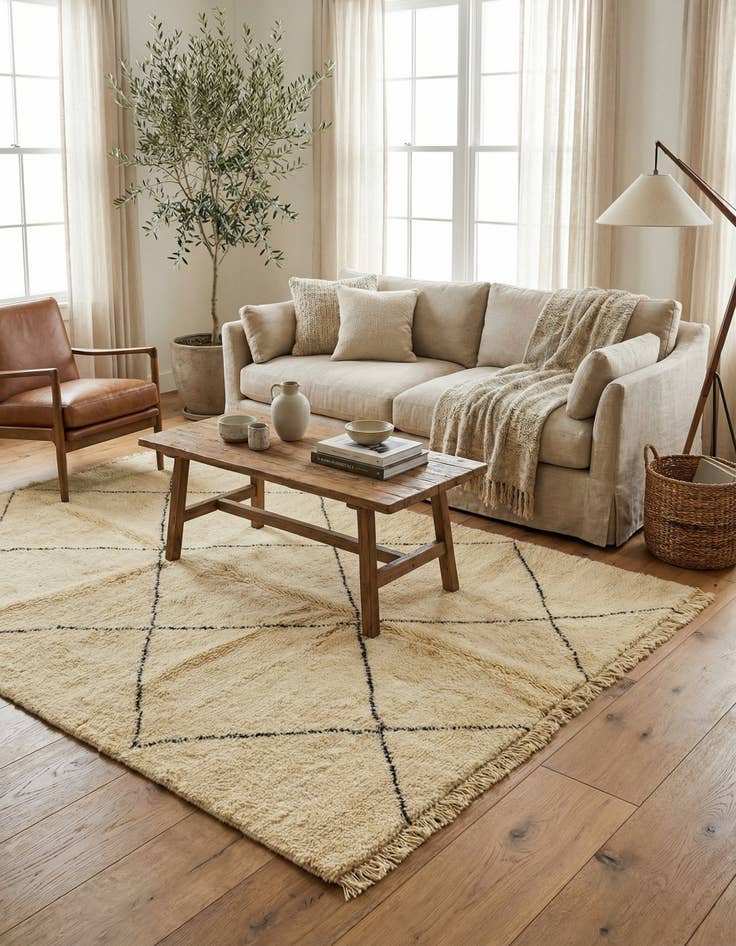 Detail image of 6' 6 x 9' 5  Hand Knotted Moroccan Wool Rug