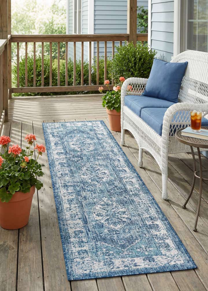 2' x 8' Easy-Clean Traditional Indoor / Outdoor Runner Rug