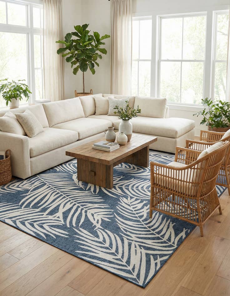 Detail image of 10' x 14'  Washable Botanical Indoor / Outdoor Rug