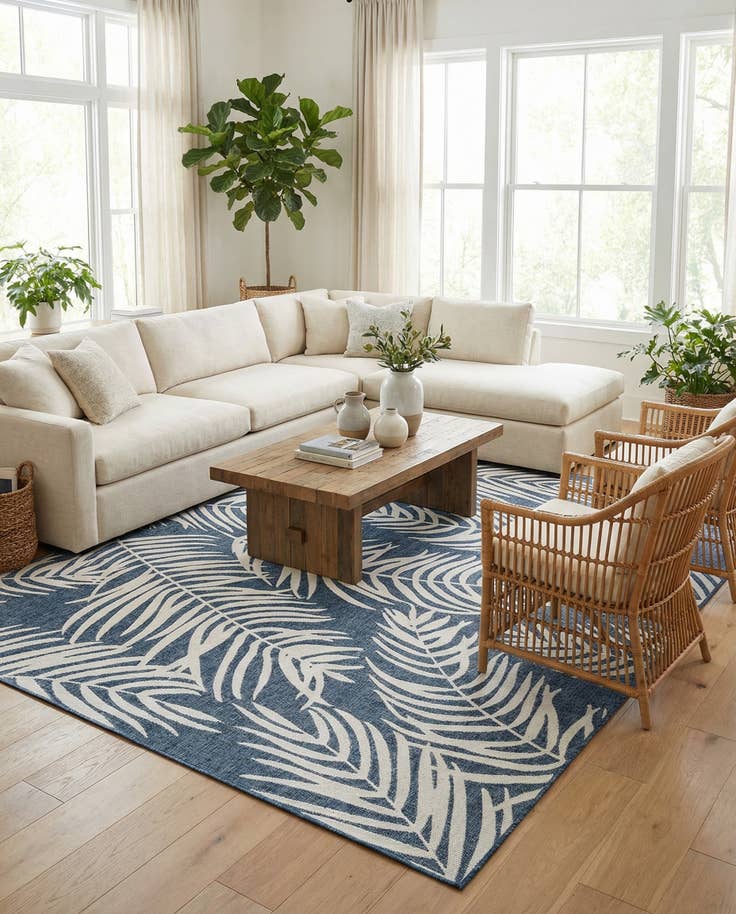 Detail image of 10' x 14' Easy-Clean Botanical Indoor / Outdoor Rug