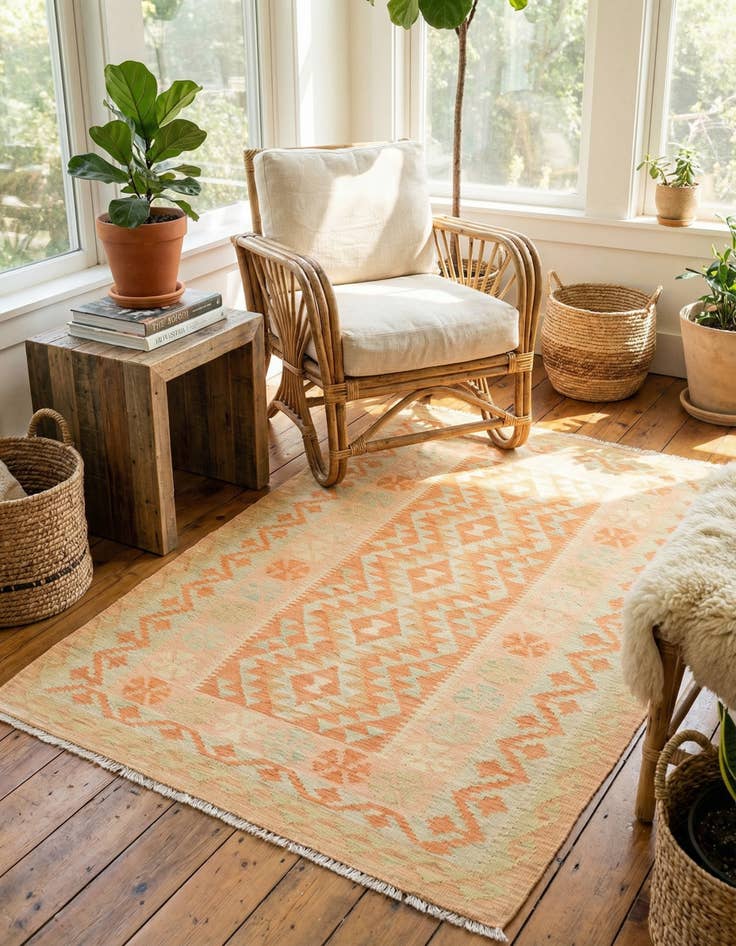 Detail image of 3' x 4' 10  Hand Woven Kilim Waziri Wool Rug