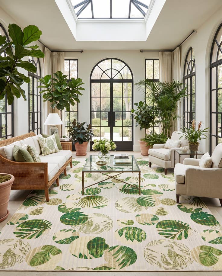 Detail image of 10' x 14' Easy-Clean Botanical Indoor / Outdoor Rug