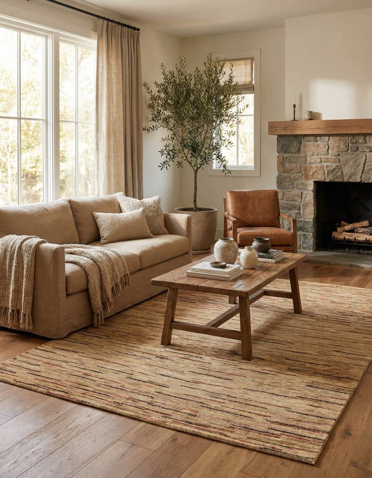 Detail image of  3' 7 x 6'  Hand Knotted Modern Ziegler Oriental Rug