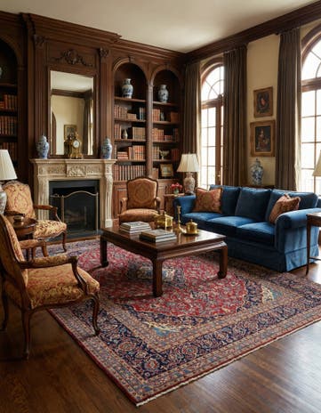 9' 9 x 13' Hand Knotted Kashan Persian Wool Rug