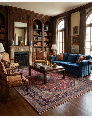 9' 9 x 13' Hand Knotted Kashan Persian Wool Rug