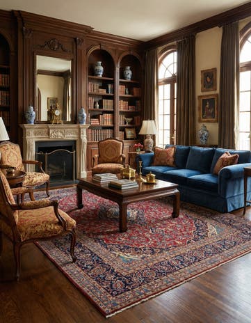 9' 9 x 13' Hand Knotted Kashan Persian Wool Rug
