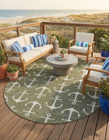 7' 10 x 10' Easy-Clean Coastal Indoor / Outdoor Oval Rug