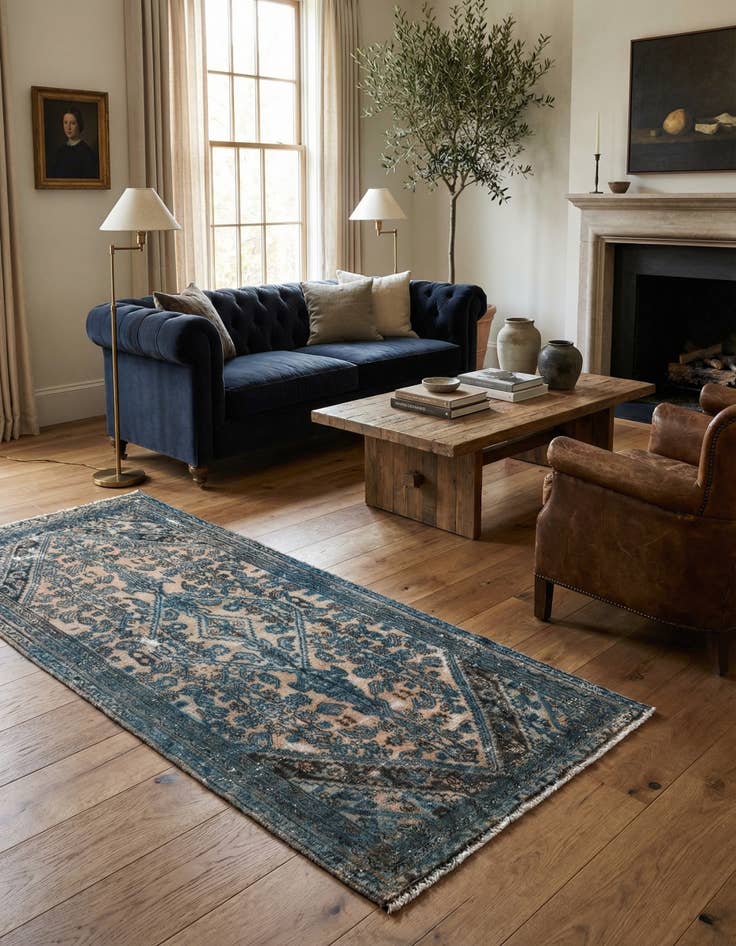 Detail image of 4' 8 x 8' 2  Hand Knotted Ultra Vintage Persian Wool Rug