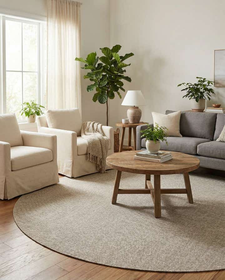 10' x 10' Easy-Clean Solid Indoor / Outdoor Round Rug