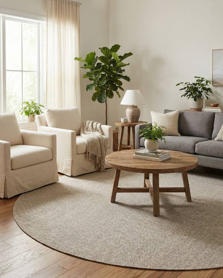 Detail image of 10' x 10' Easy-Clean Solid Indoor / Outdoor Round Rug