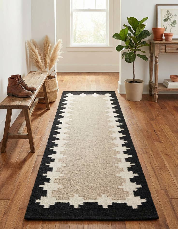 Detail image of 2' x 8'  Hand Woven Kilim Wool Runner Rug