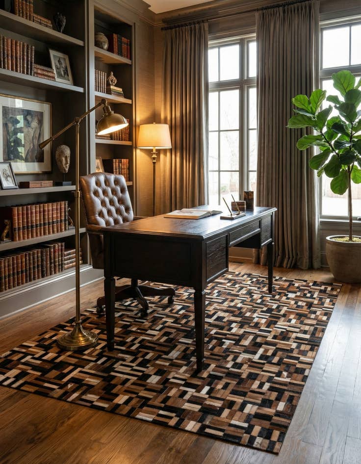 Detail image of  4' 11 x 7' 10 Cowhide - Patchwork Rug