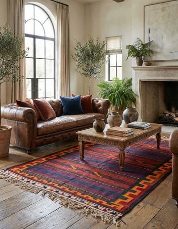 3' 8 x 6' 9 Hand Woven Kilim Fars Wool Rug