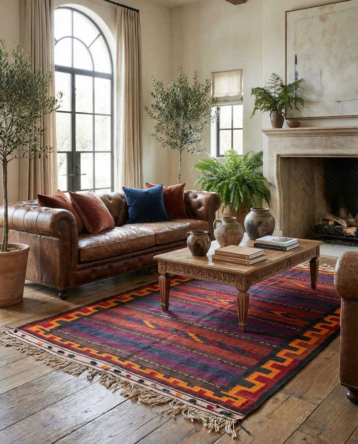 3' 8 x 6' 9 Hand Woven Kilim Fars Wool Rug