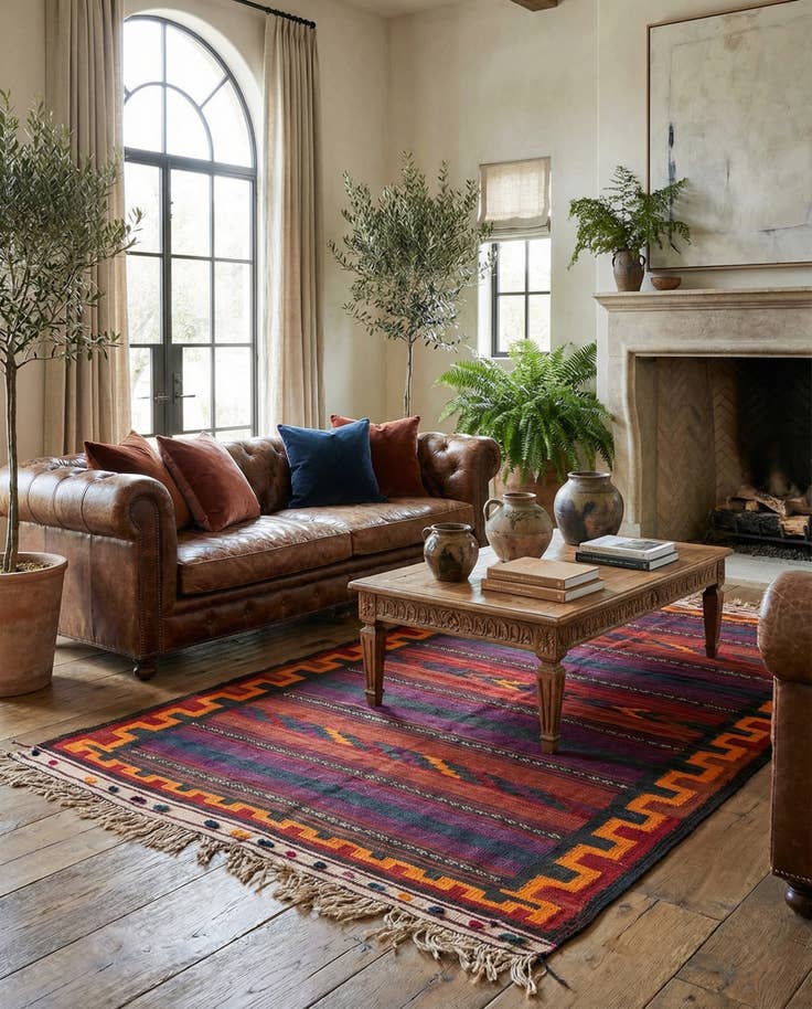 Detail image of 3' 8 x 6' 9 Hand Woven Kilim Fars Wool Rug