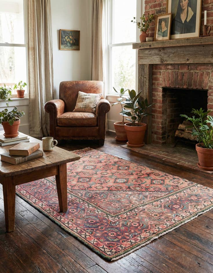 Detail image of  3' 6 x 4' 7  Hand Knotted Ultra Vintage Persian Wool Rug