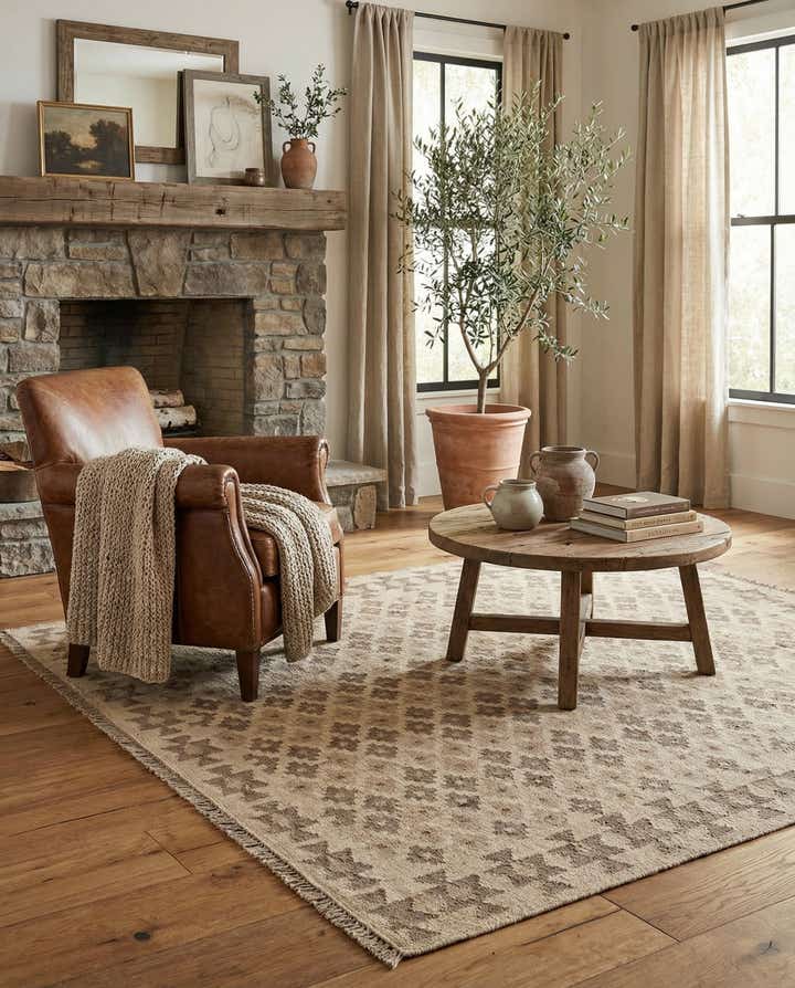 5' 1 x 5' 2 Hand Woven Kilim Maymana Wool Square Rug