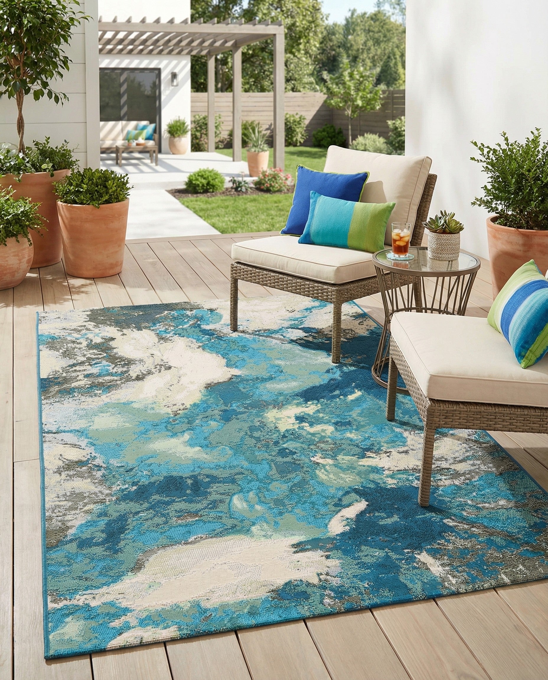 4' 1 x 6' 1 Easy-Clean Modern Indoor / Outdoor Rug