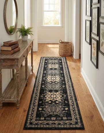 Black Heris Runner Rug