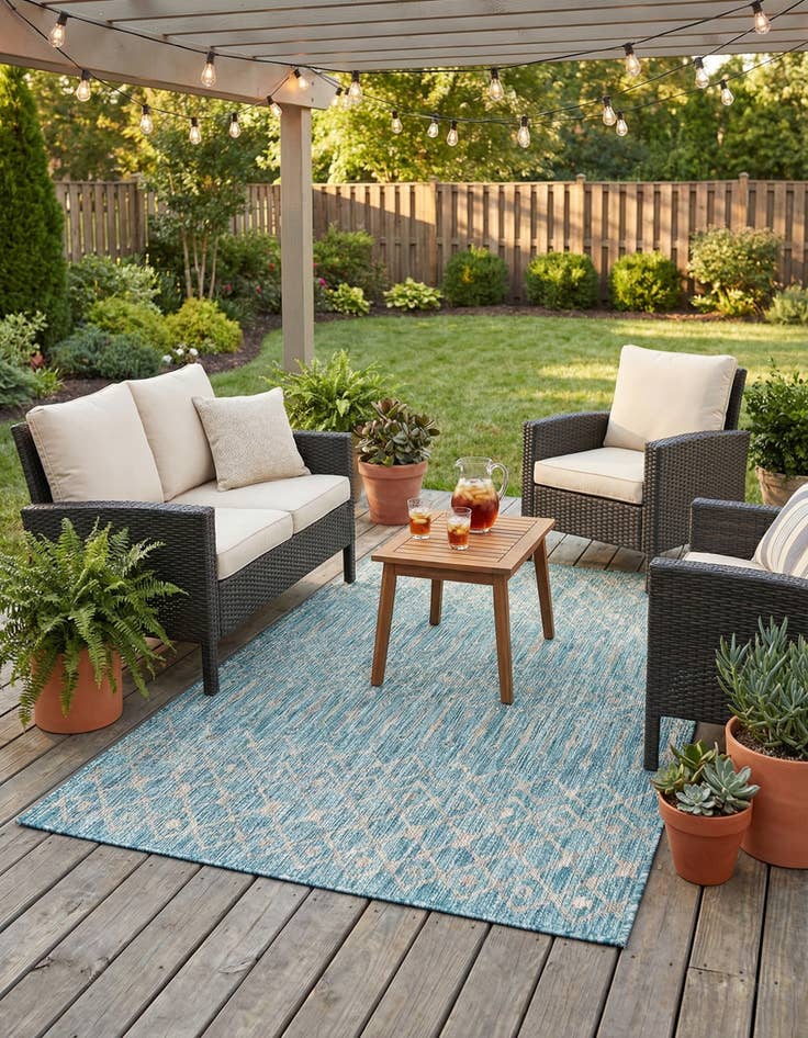 Detail image of  4' x 6'  Washable Lattice Indoor / Outdoor Rug
