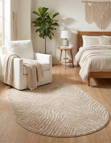 Ivory Beige Finsbury Oval Rug