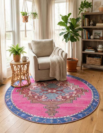 6' x 6' Washable Timeless Round Rug