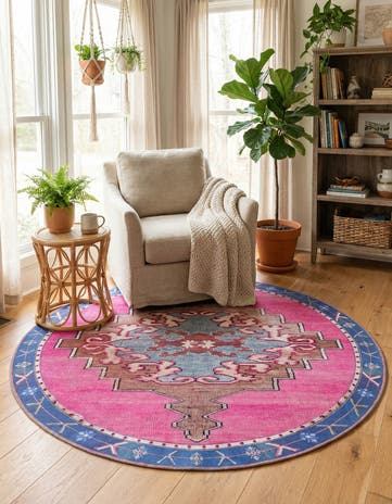 6' x 6' Washable Timeless Round Rug