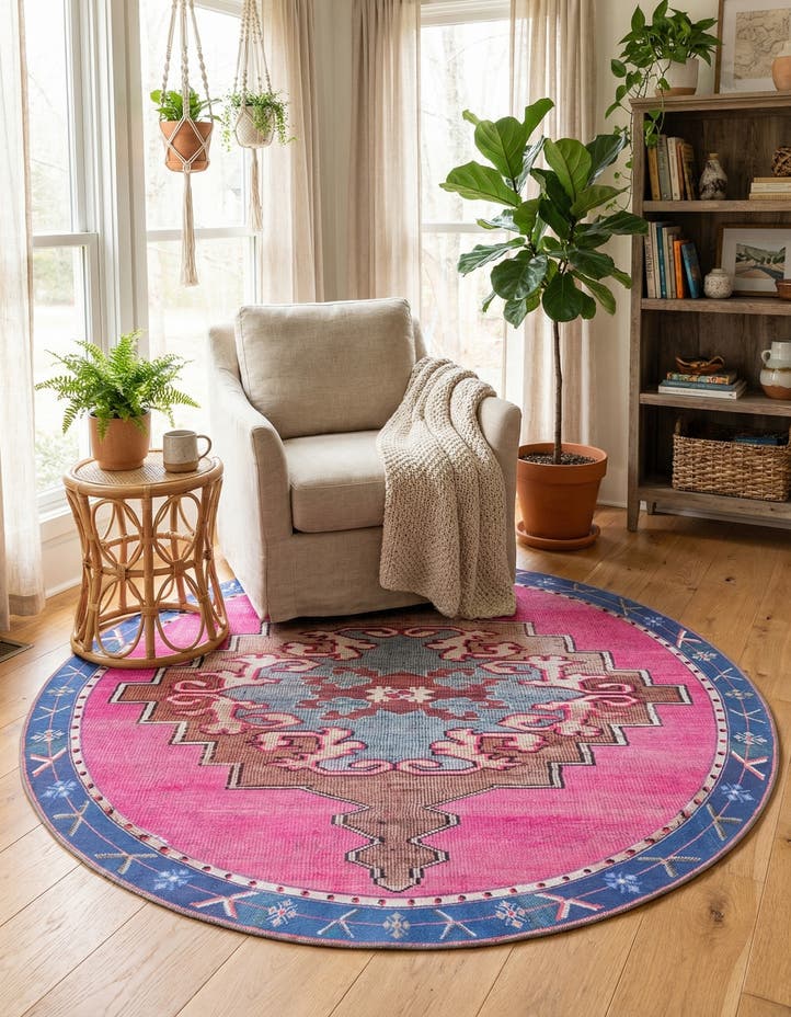 6' x 6' Washable Timeless Round Rug