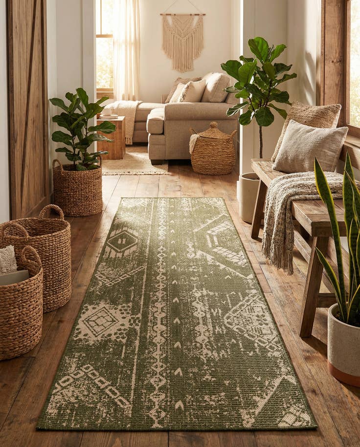 Detail image of 2' x 8' Easy-Clean Bohemian Indoor / Outdoor Runner Rug
