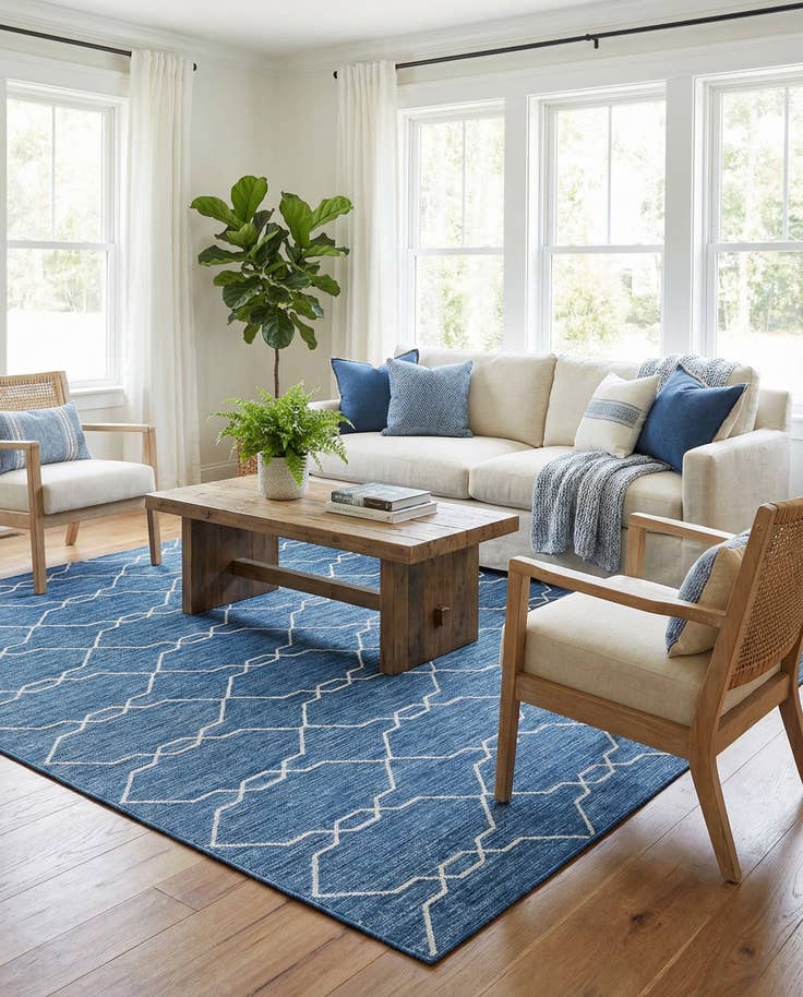 Detail image of 7' x 10' Easy-Clean Trellis Indoor / Outdoor Rug