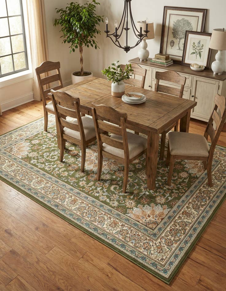 Detail image of 5' 3 x 8'  Washable Traditional Indoor / Outdoor Rug