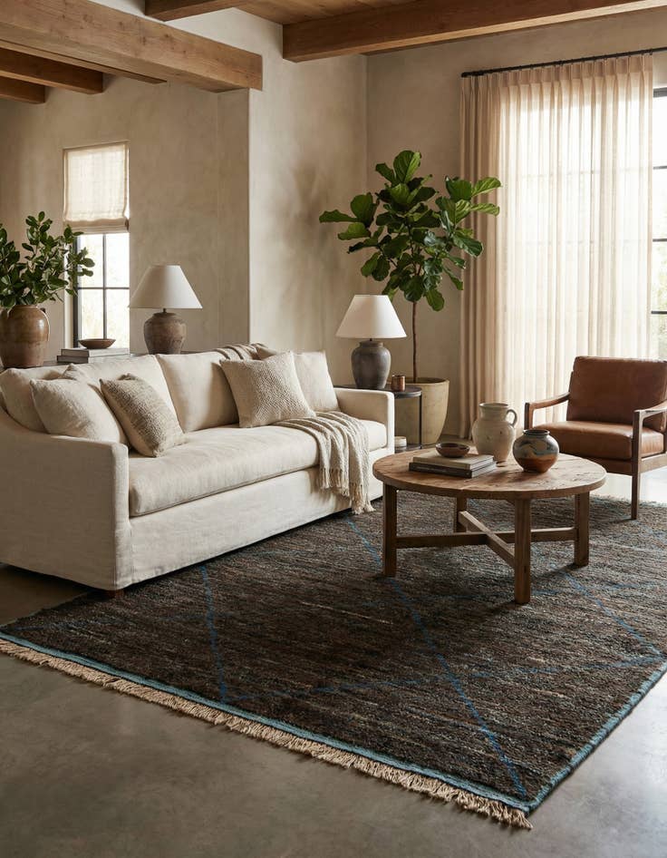 Detail image of 6' 3 x 9' 6  Hand Knotted Moroccan Wool Rug