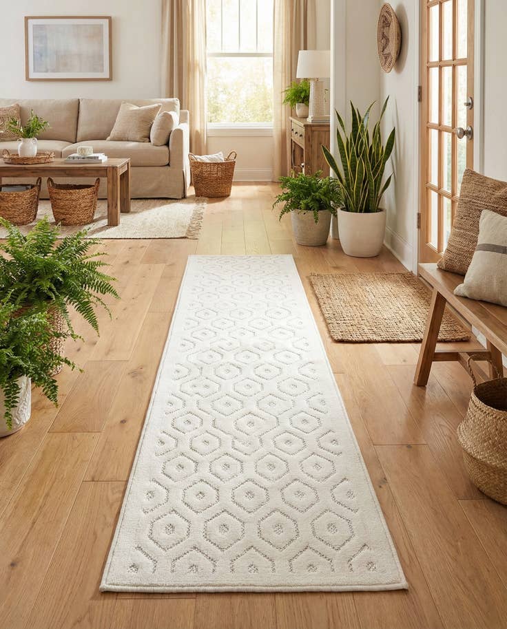 Detail image of 2' x 8' Easy-Clean Trellis Textured Indoor / Outdoor Runner Rug
