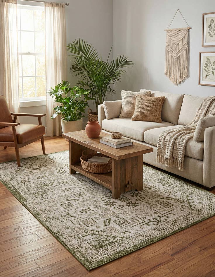 Detail image of 4' x 6'  Washable Aztec Indoor / Outdoor Rug